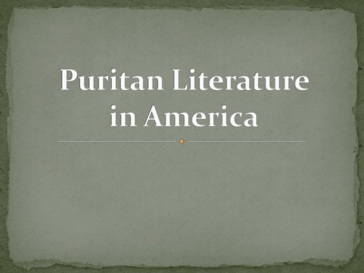 puritan literature in america