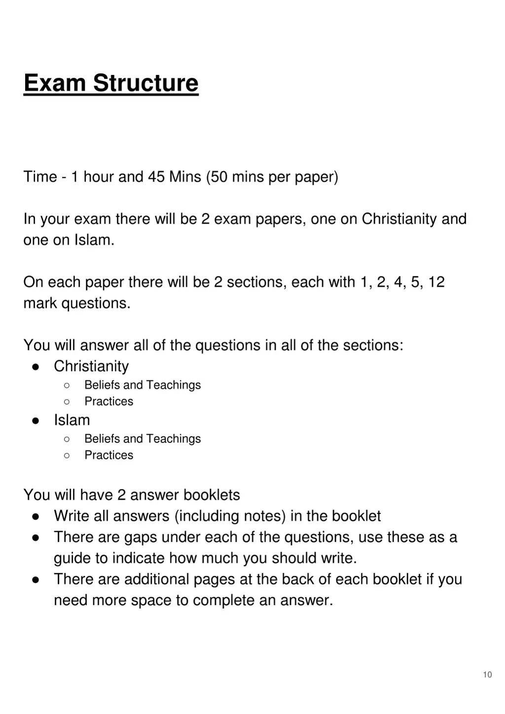 exam structure