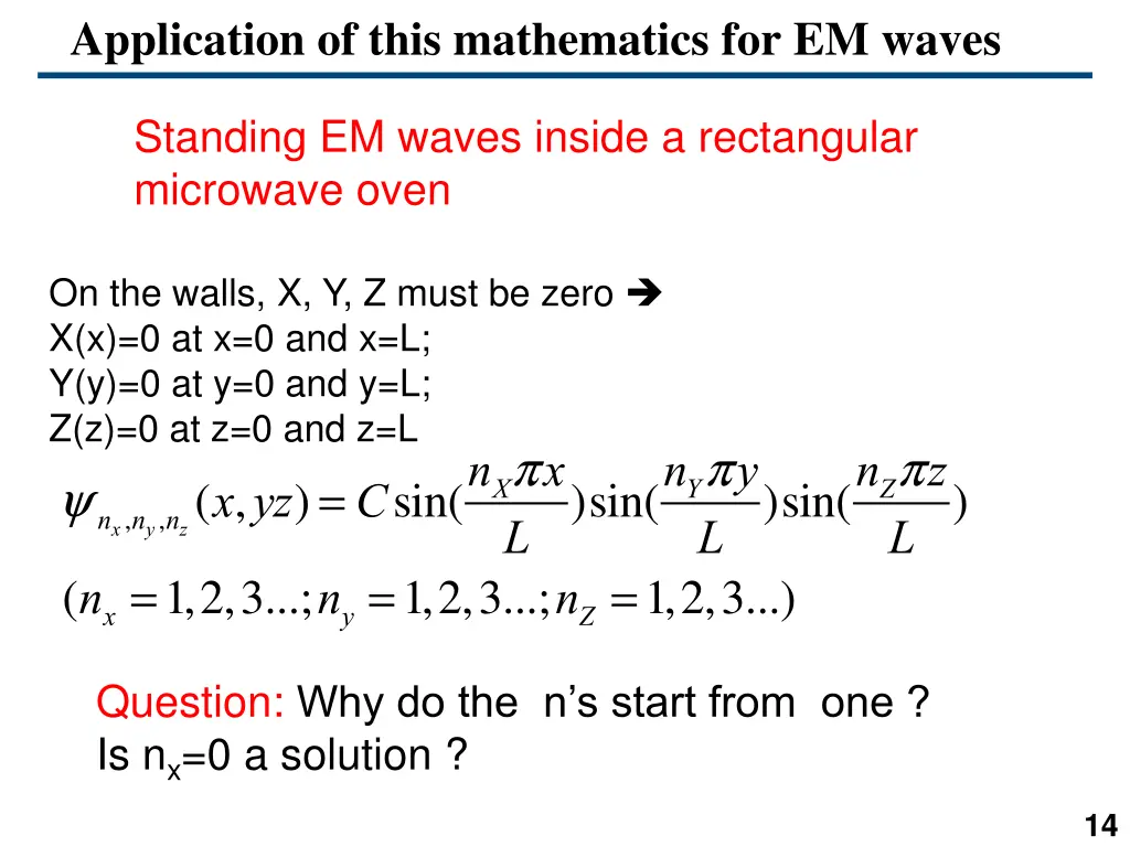 application of this mathematics for em waves