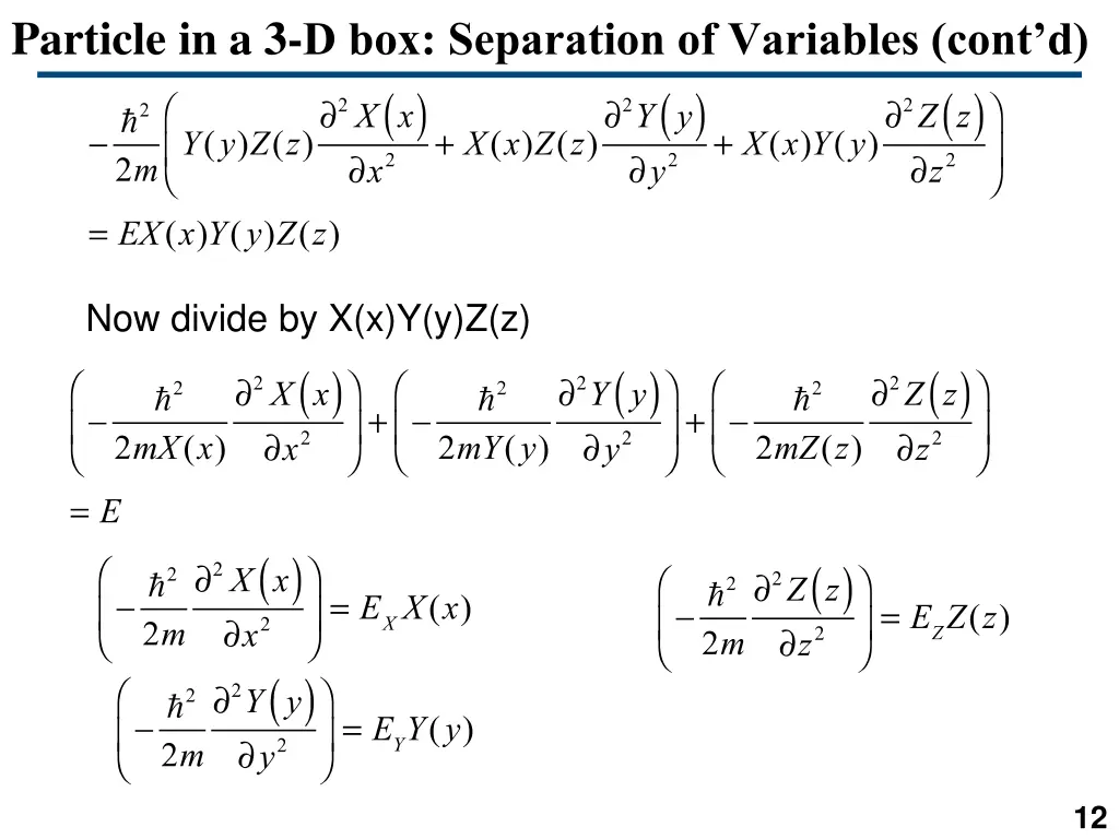 particle in a 3 d box separation of variables 1