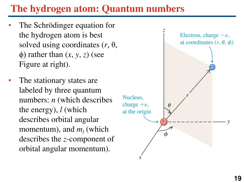 the hydrogen atom quantum numbers