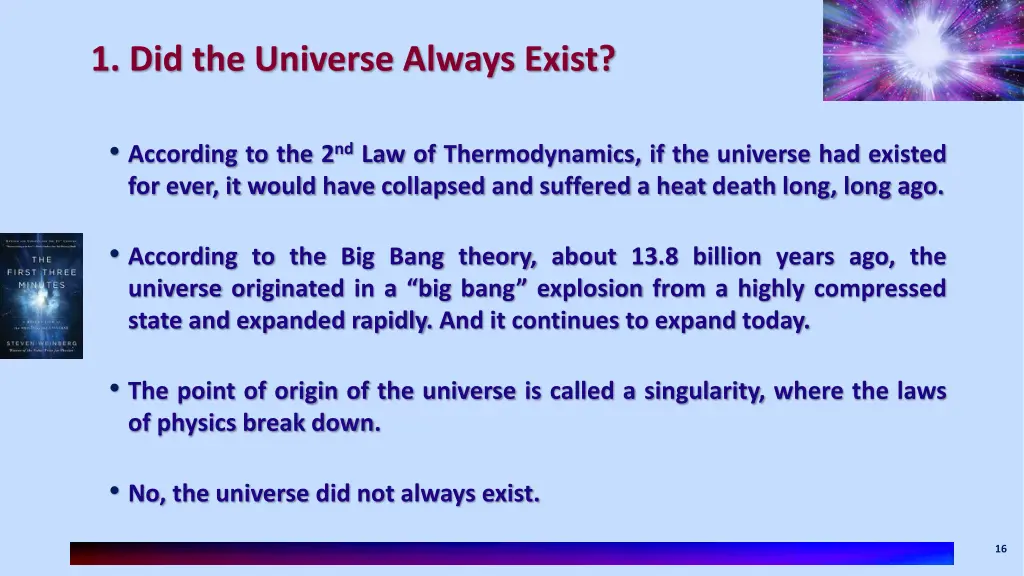 1 did the universe always exist