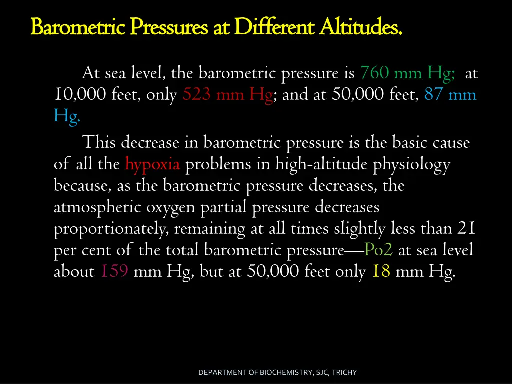 barometric pressures at different altitudes