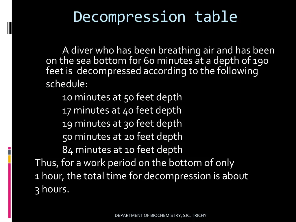 decompression table