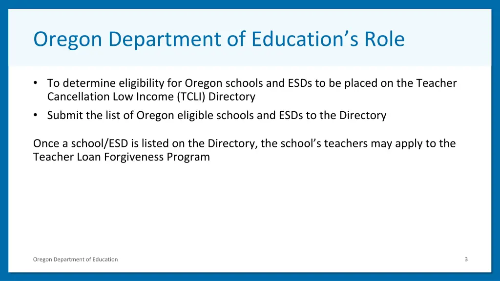 oregon department of education s role