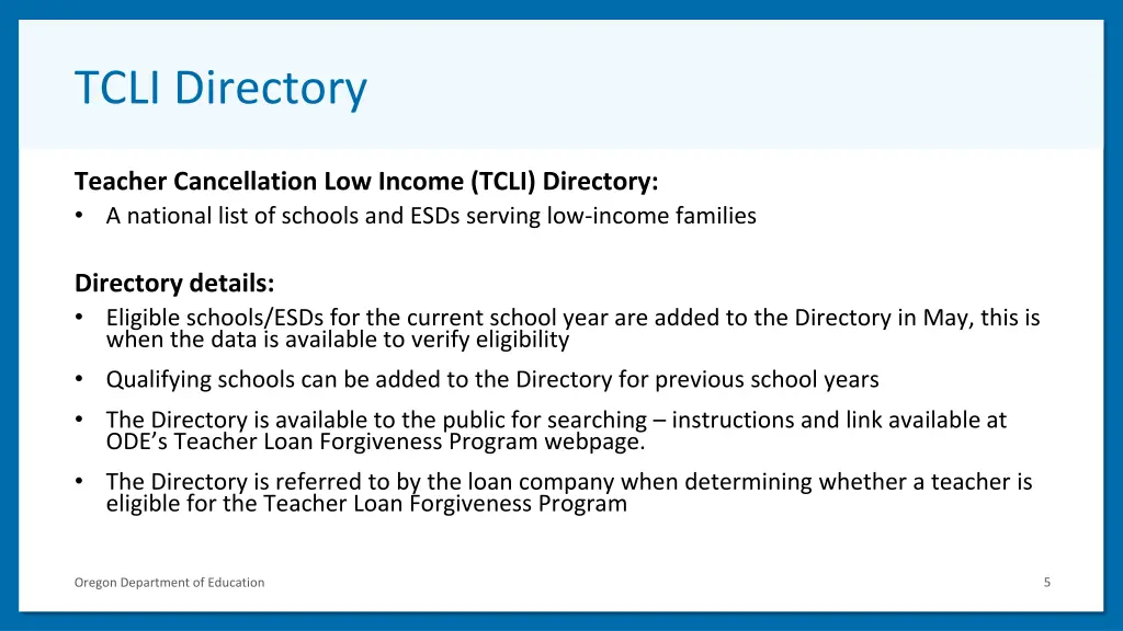 tcli directory