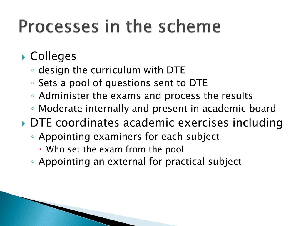 colleges design the curriculum with dte sets