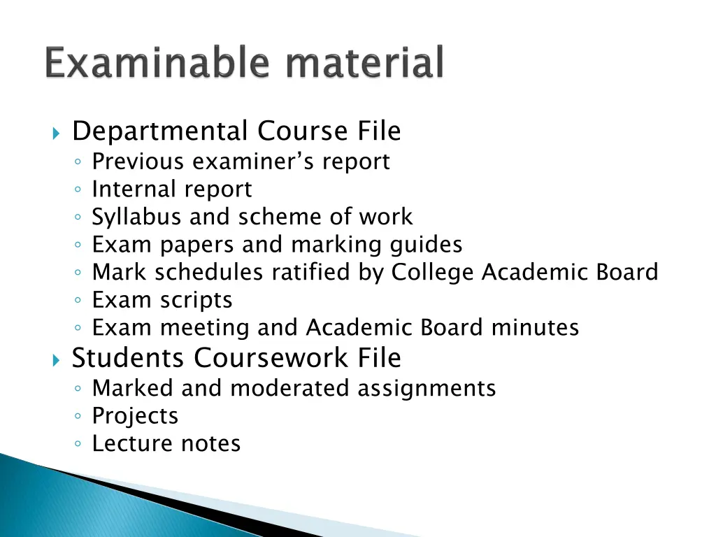 departmental course file previous examiner