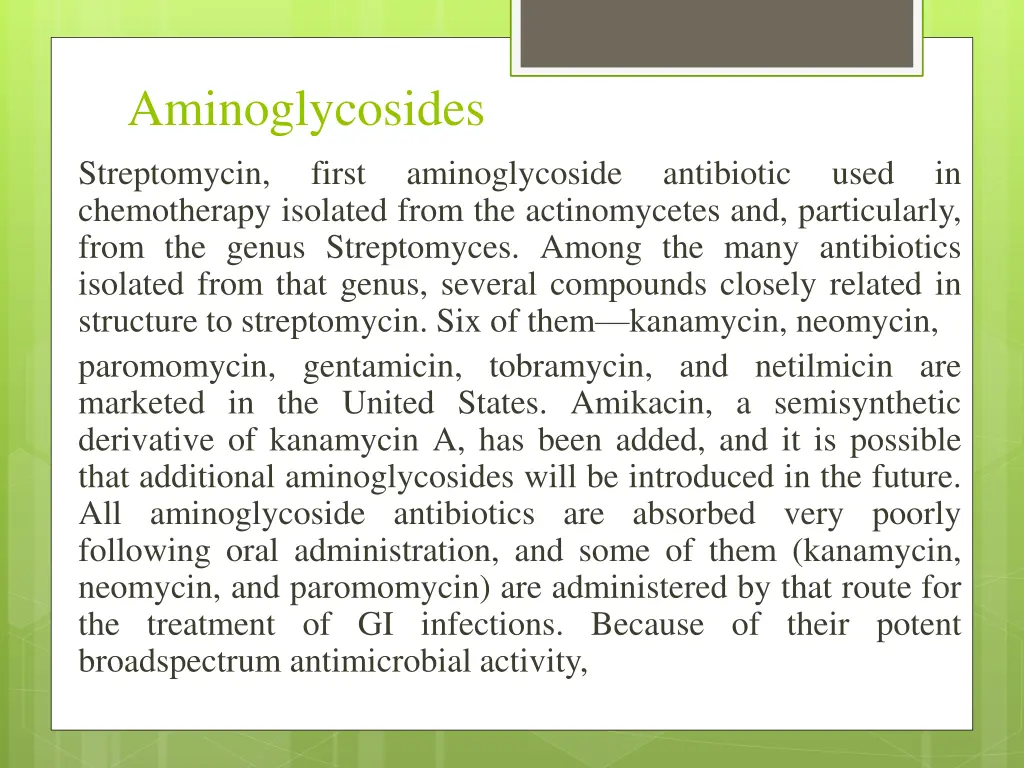 aminoglycosides streptomycin chemotherapy