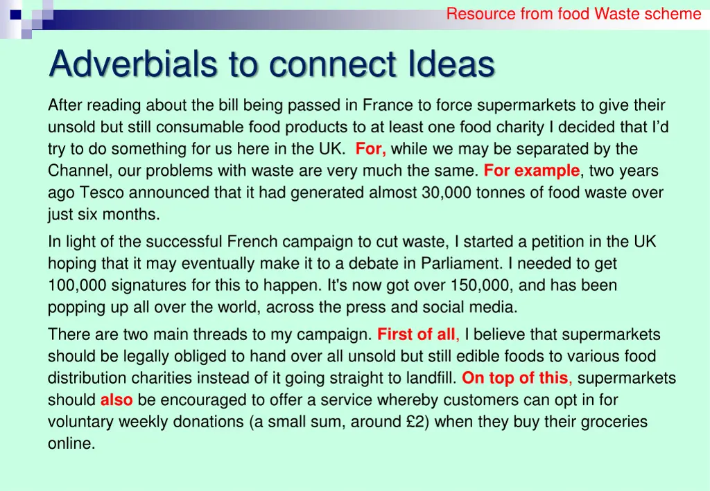 resource from food waste scheme 1