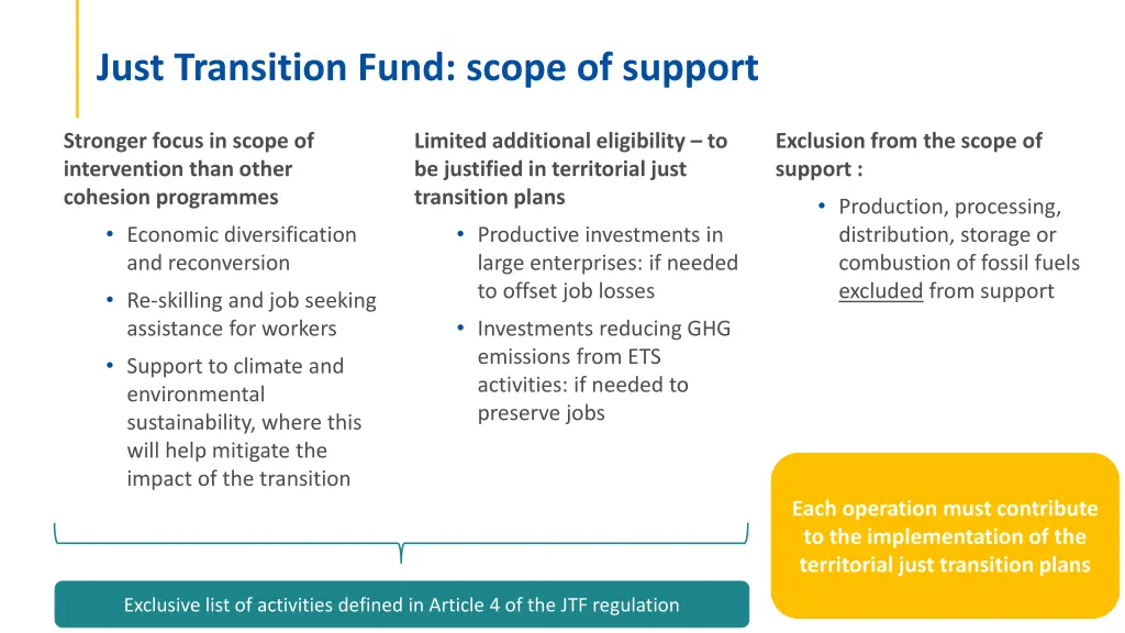 just transition fund scope of support