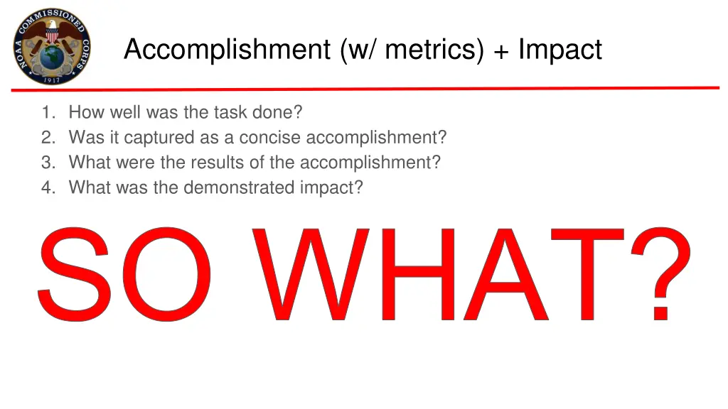 accomplishment w metrics impact