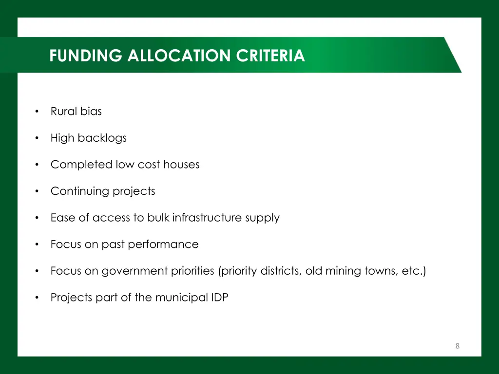 funding allocation criteria