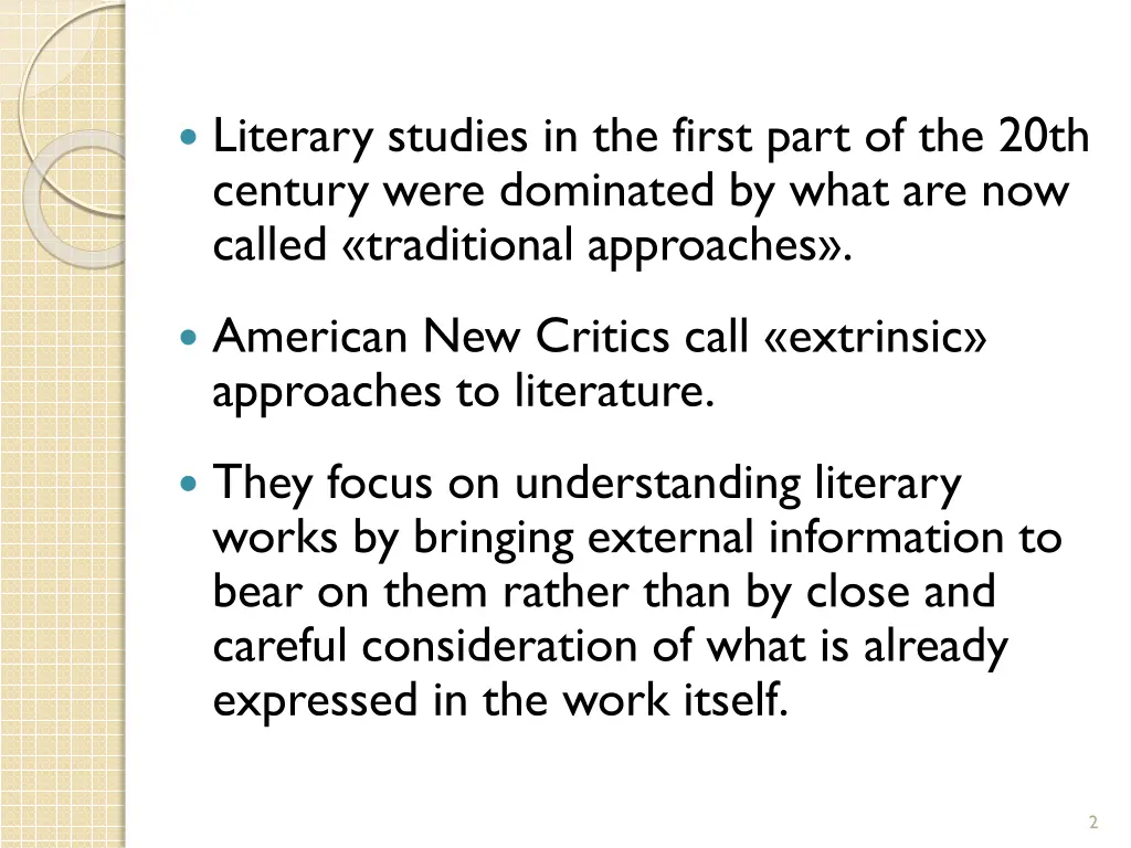 literary studies in the first part of the 20th