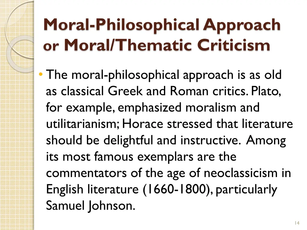 moral philosophical approach or moral thematic