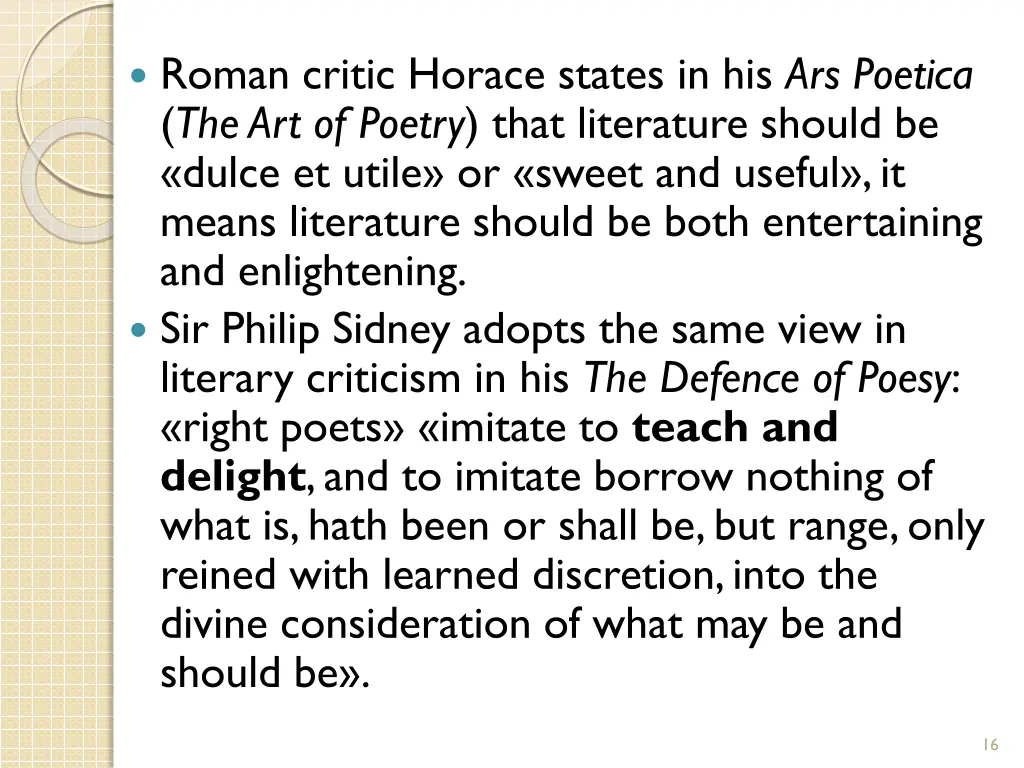 roman critic horace states in his ars poetica