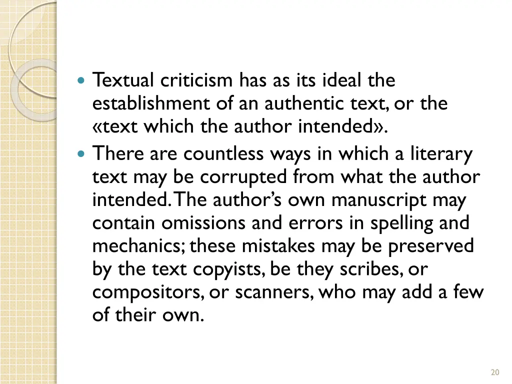 textual criticism has as its ideal