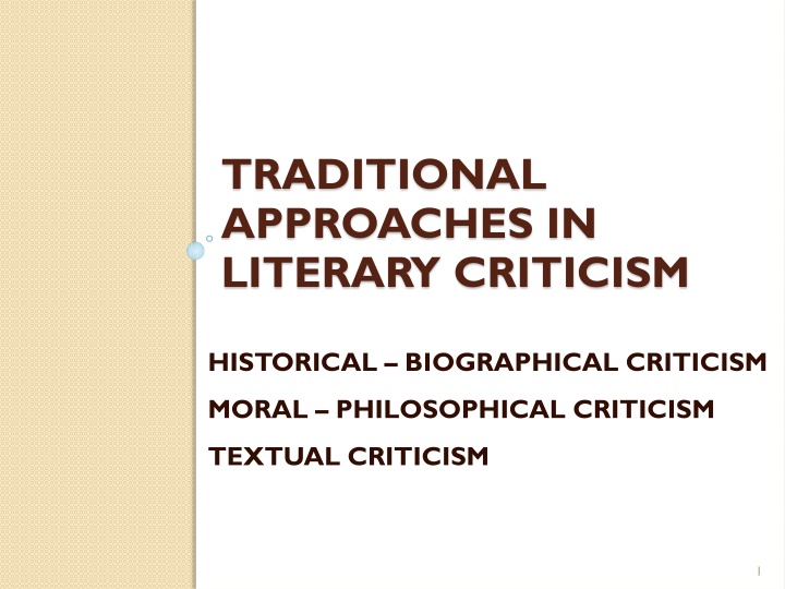 traditional approaches in literary criticism