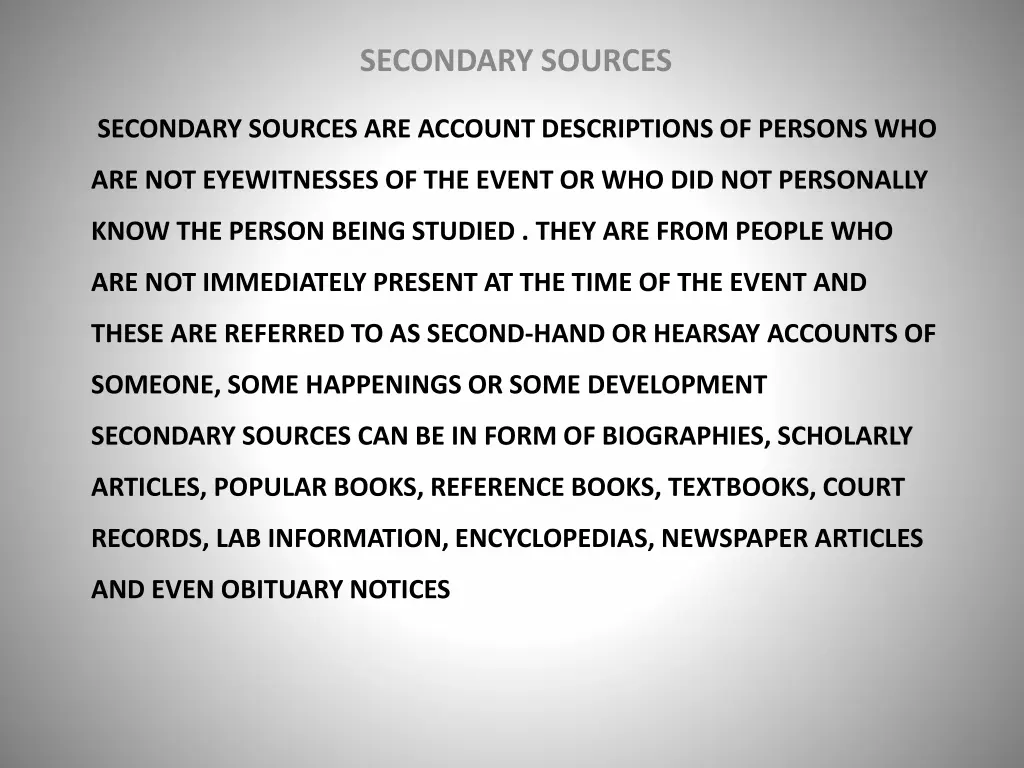 secondary sources