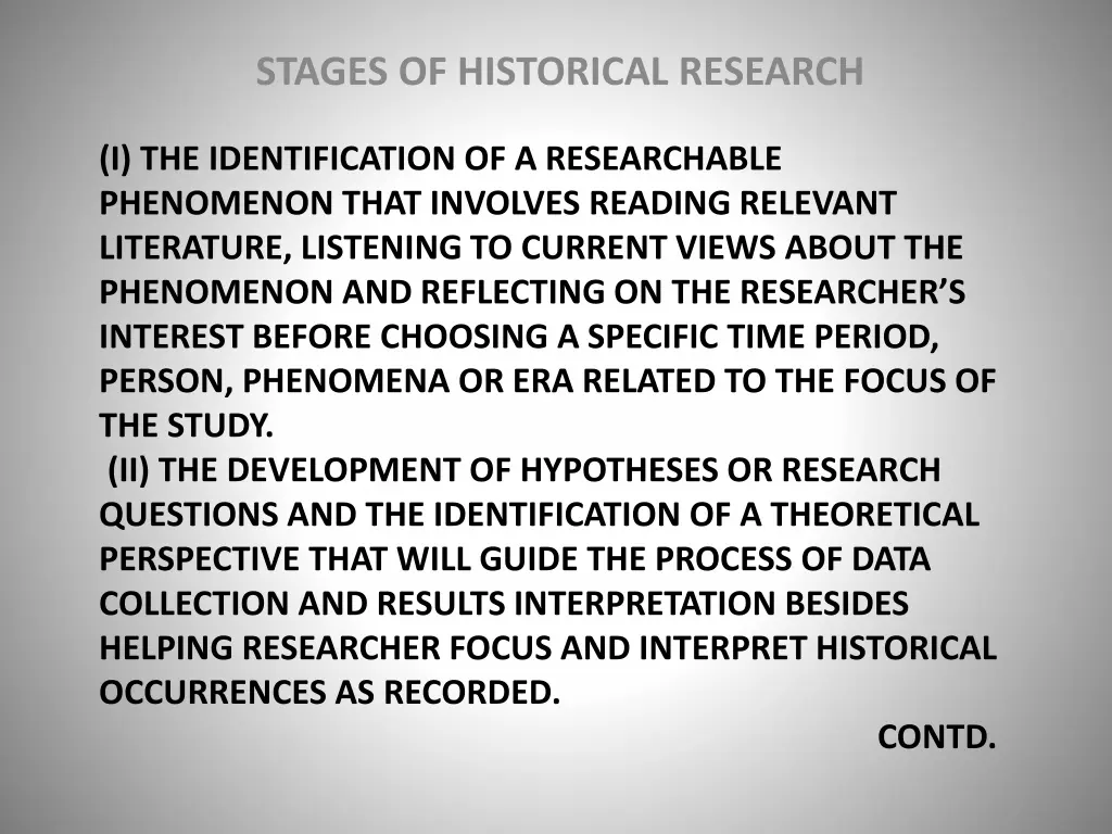 stages of historical research