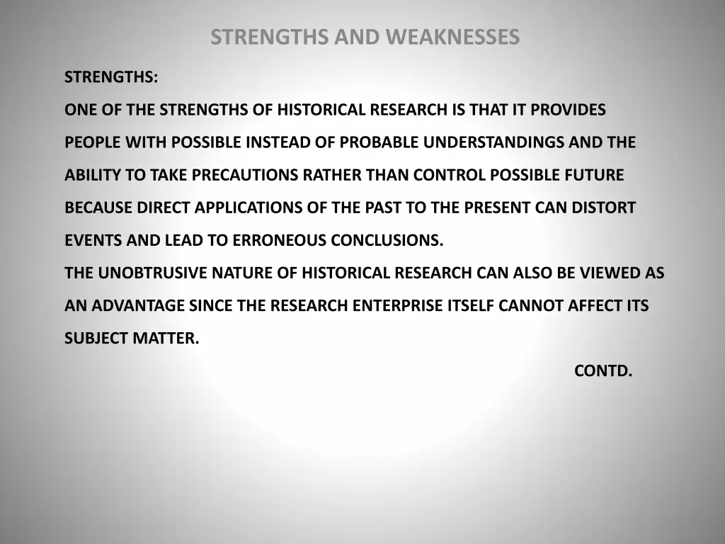 strengths and weaknesses