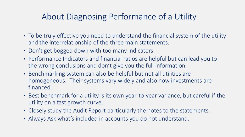 about diagnosing performance of a utility