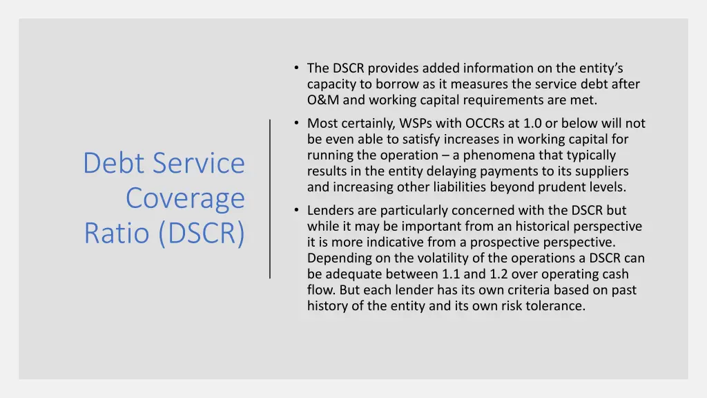 the dscr provides added information on the entity