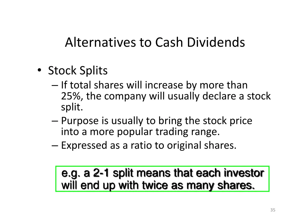 alternatives to cash dividends 1