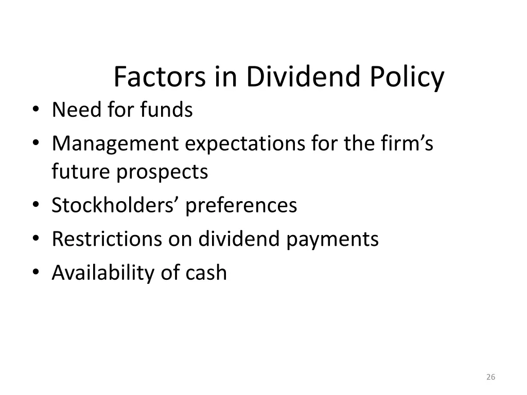 factors in dividend policy