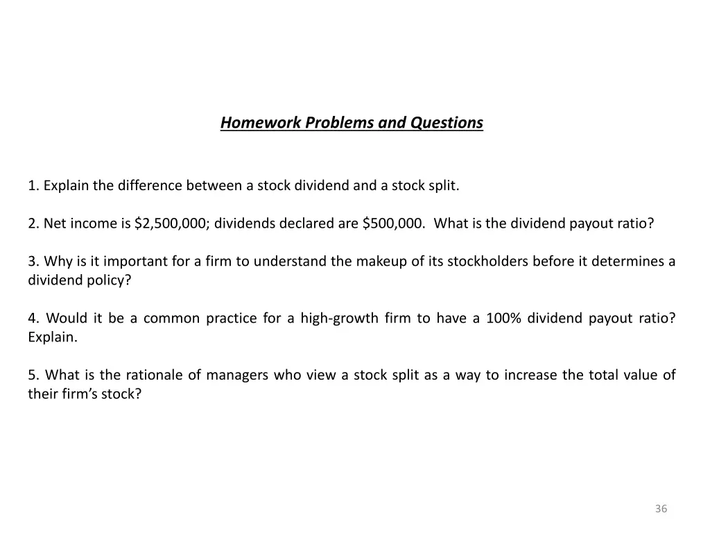 homework problems and questions