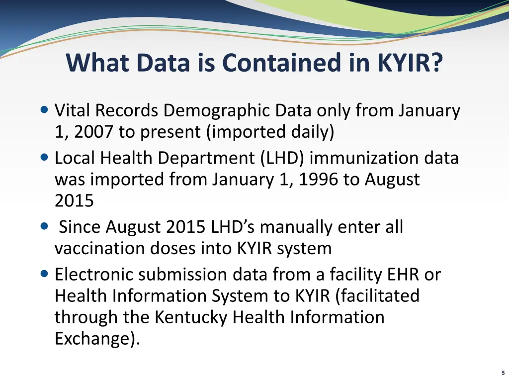 what data is contained in kyir