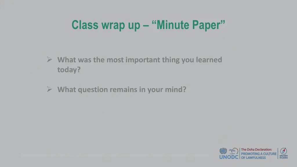 class wrap up minute paper