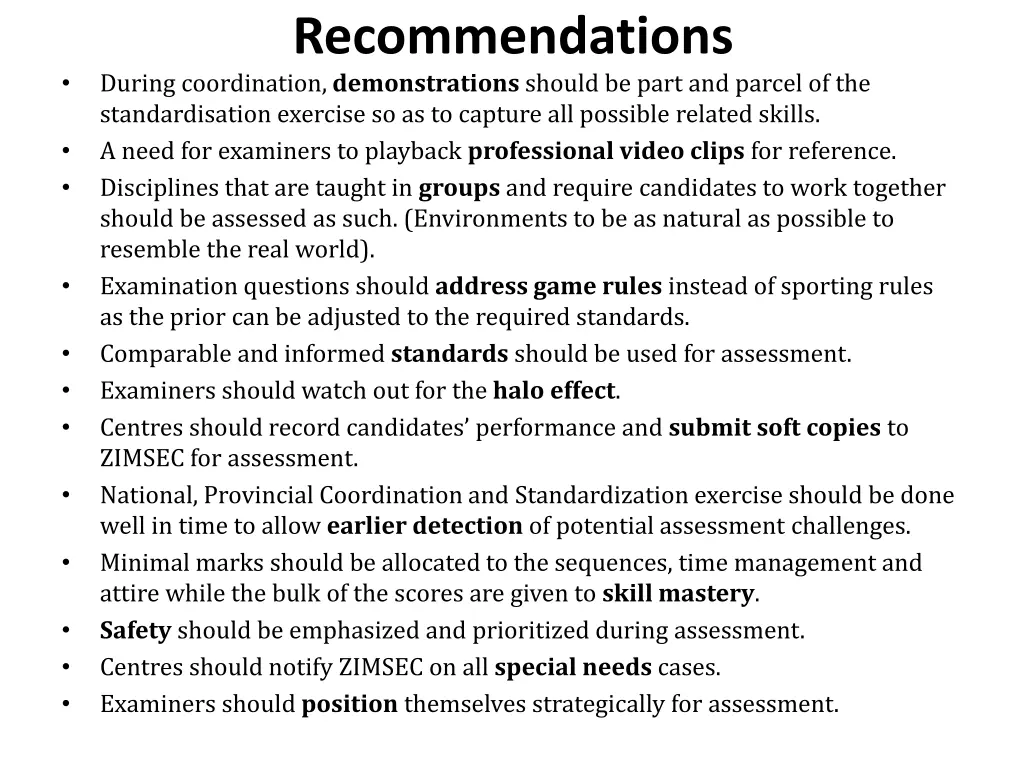 recommendations during coordination