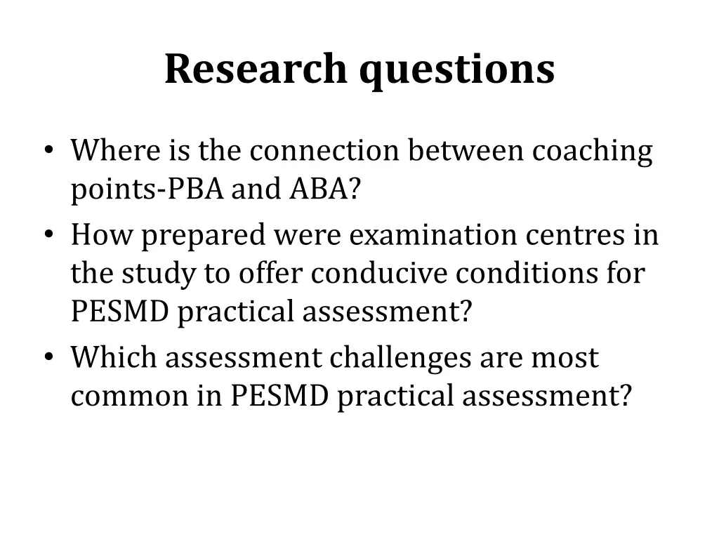 research questions