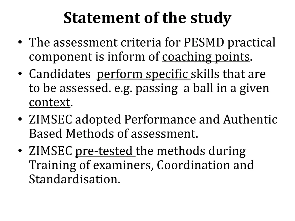 statement of the study