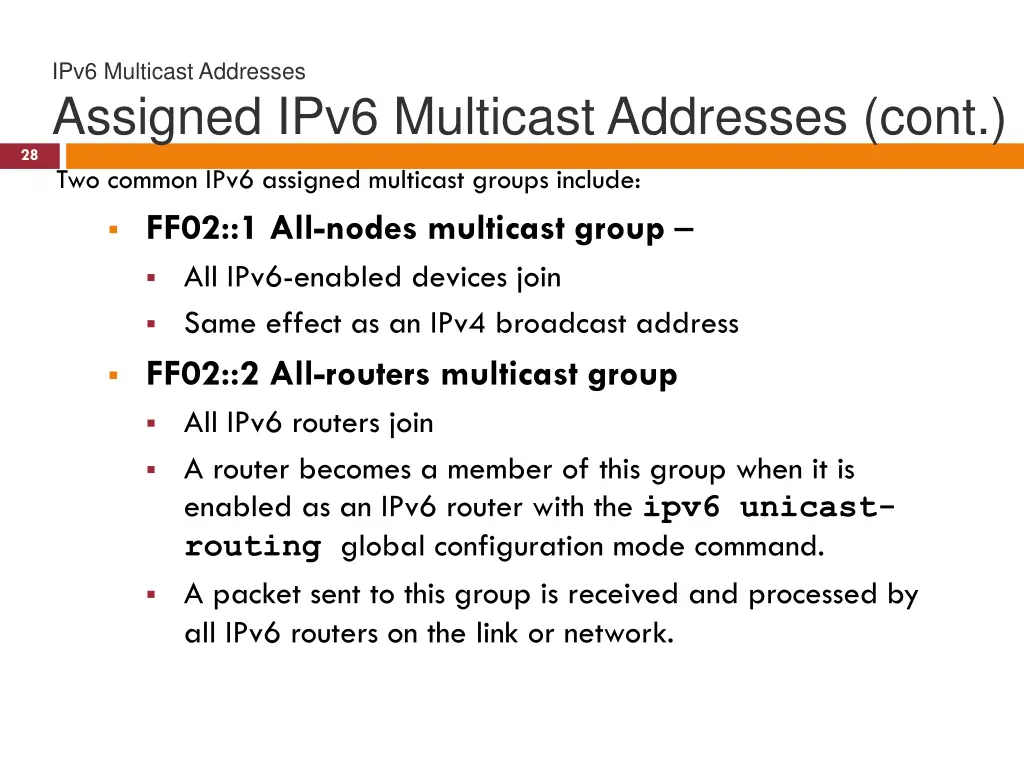 ipv6 multicast addresses assigned ipv6 multicast 1