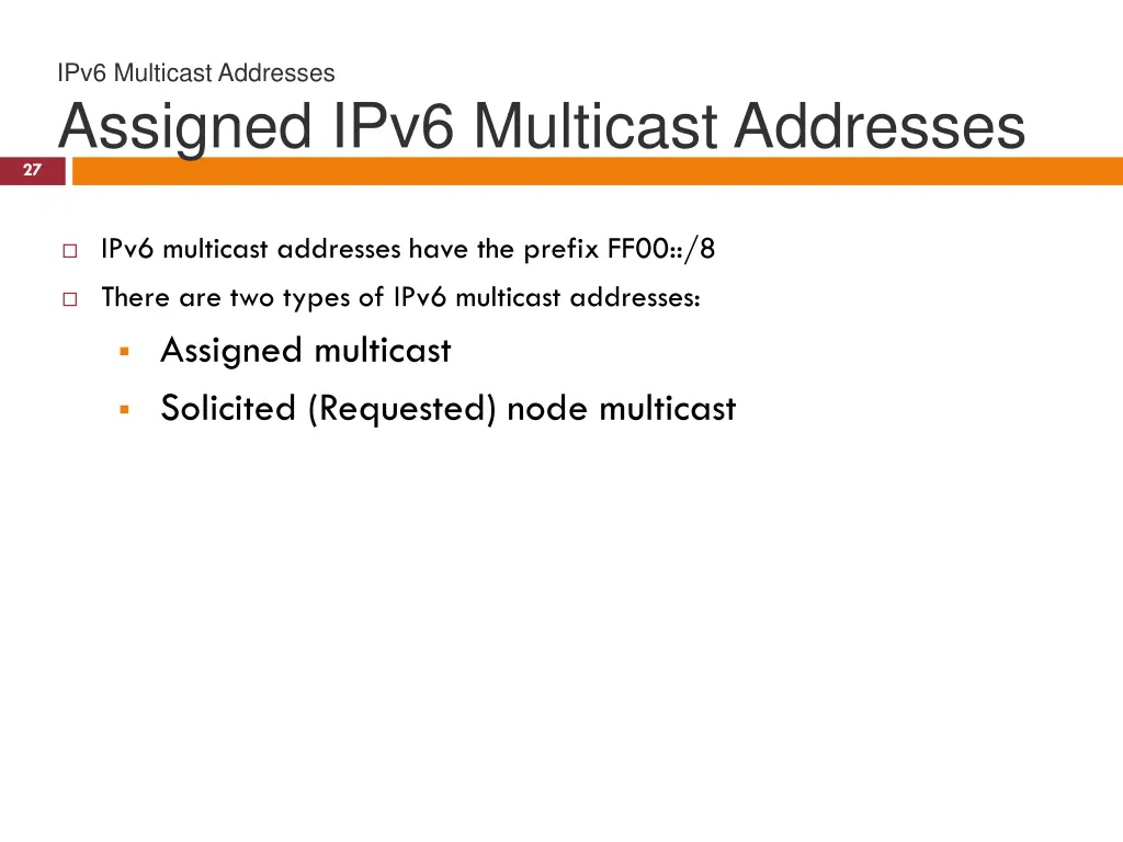 ipv6 multicast addresses assigned ipv6 multicast