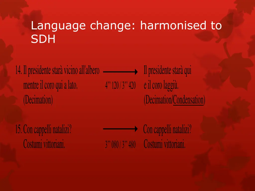 language change harmonised to sdh