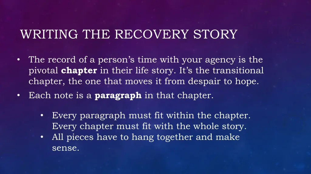 writing the recovery story