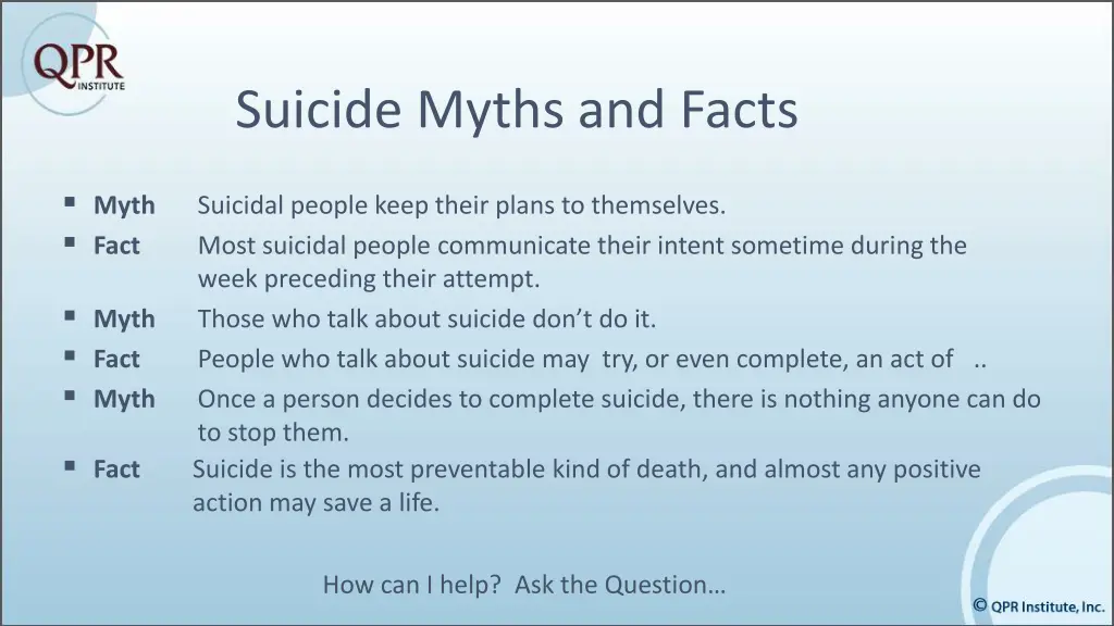 suicide myths and facts 1