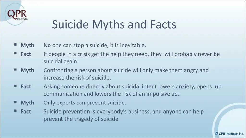 suicide myths and facts