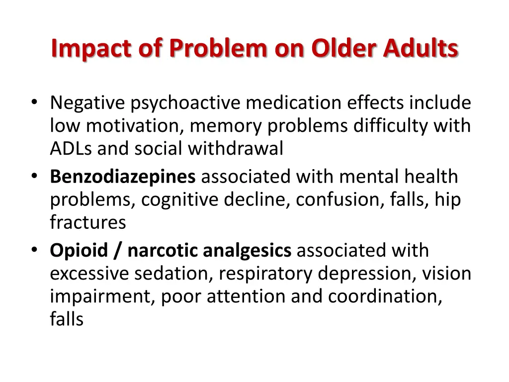 impact of problem on older adults