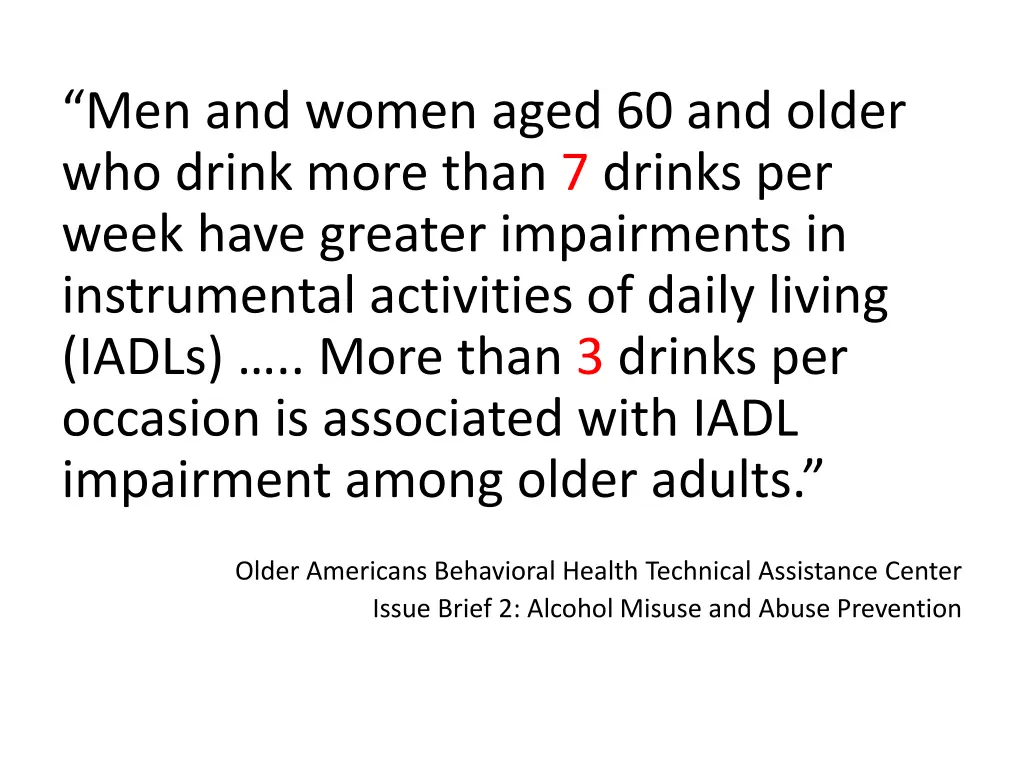 men and women aged 60 and older who drink more