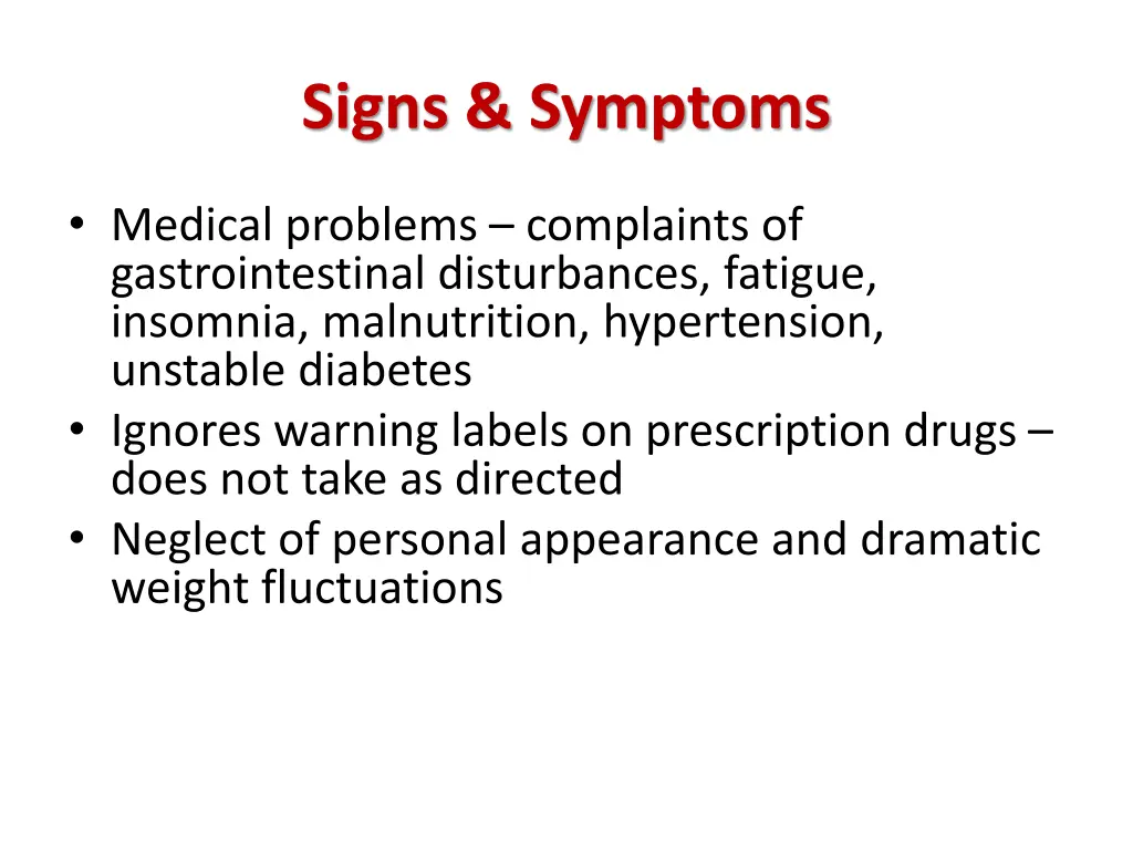 signs symptoms 1