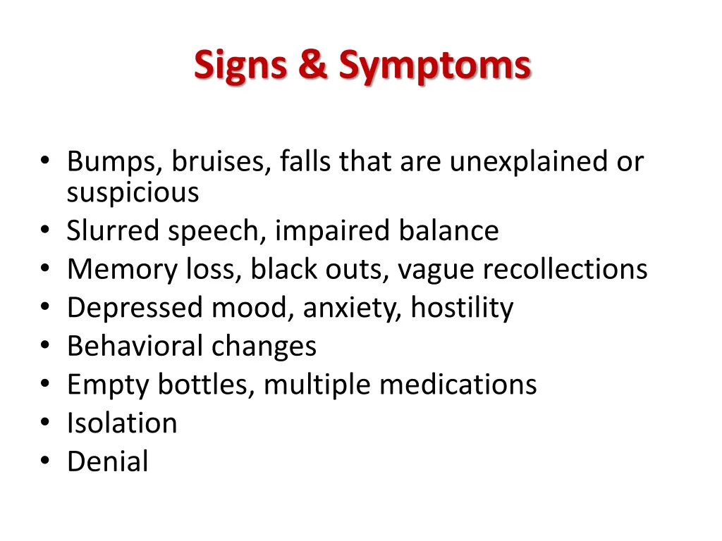 signs symptoms