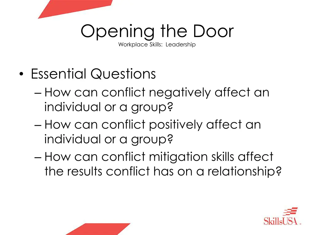 opening the door workplace skills leadership