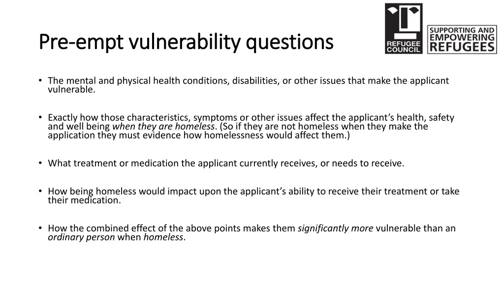 pre pre empt vulnerability questions empt