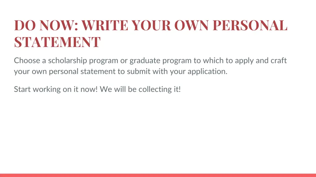 do now write your own personal statement