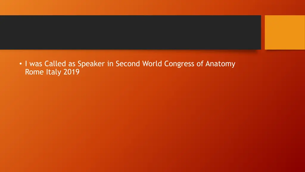 i was called as speaker in second world congress