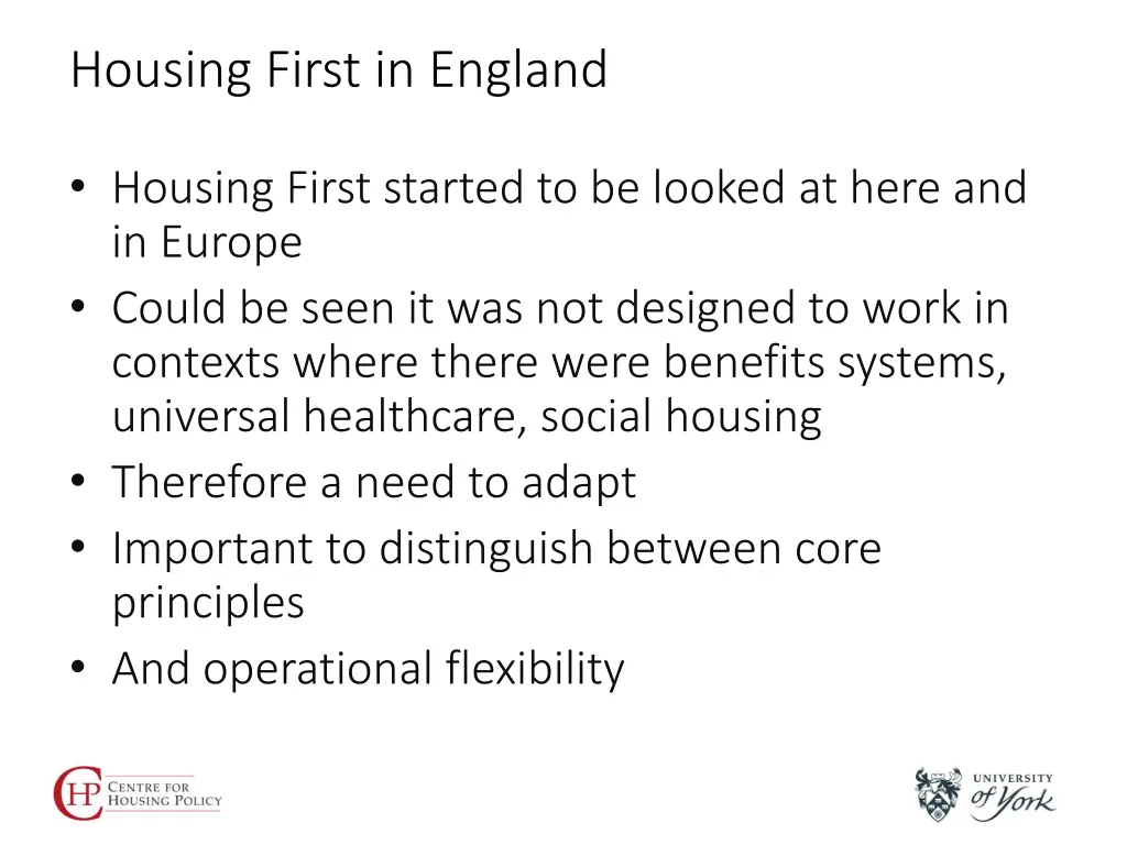 housing first in england